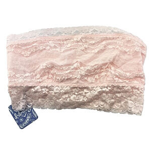 New Free People Floral Lace Trim Bandeau Soft Pink $28 Size Medium